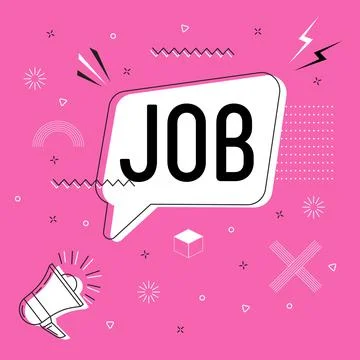 Job in bubble vector on bright background. Comic speech bubble. Illustrazione stock