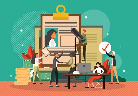 Job candidate cv resume, vector illustration. Recruitment. Human resources, Job 스톡 일러스트