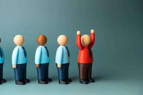 Job candidate gets a position. Reaching the front of the queue. Employment .. Stock Photos