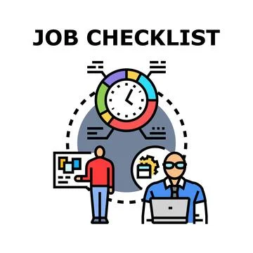 Job checklist planning task prioritization management Stock Illustration