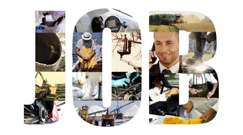 Job collage on white Stock Footage 33651263