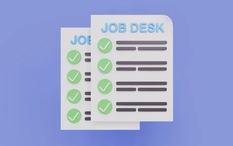 Job description sheet with checkmarks showing responsibilities, Requirement Stock Illustration