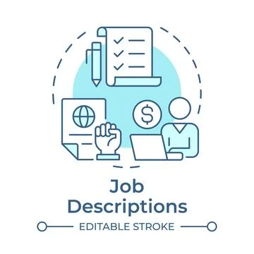 Job descriptions soft blue concept icon Stock Illustration