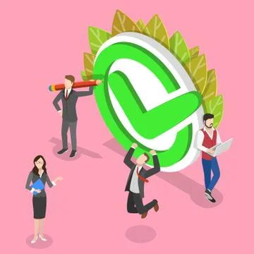Job done isometric flat vector conceptual illustration. Stock Illustration