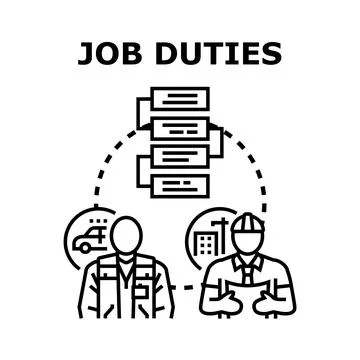 Job duties concept showing different professional responsibilities Stock Illustration