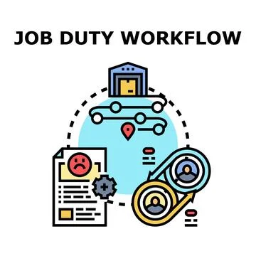 Job duty workflow management process concept Stock Illustration