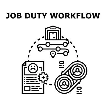 Job duty workflow management process concept Stock Illustration