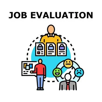 Job evaluation assessing employee performance and appraisal reporting Stock Illustration