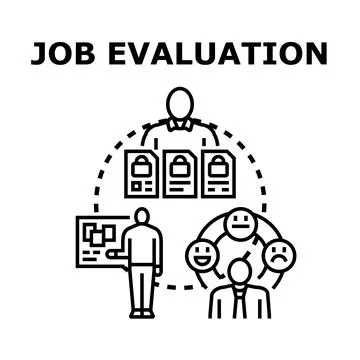 Job evaluation assessing employee performance and appraisal reporting Stock Illustration