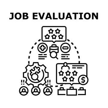 Job evaluation process analyzing employee performance rating Stock Illustration