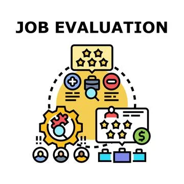 Job evaluation process analyzing employee performance rating Stock Illustration
