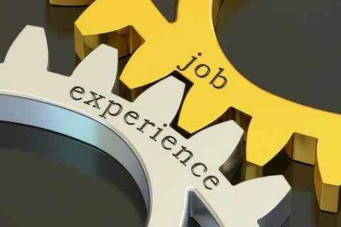 Job experience concept on the gearwheels, 3D rendering Stock Illustration