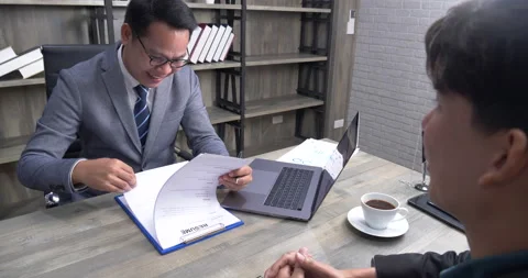 Job HR applicants having an interview with Human resource manager jobs interview Stock Footage 154920251
