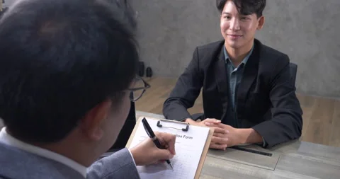 Job HR applicants having an interview with Human resource manager jobs interview Vídeos de archivo 154920413