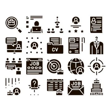 Job Hunting Collection Elements Vector Icons Set Stock Illustration