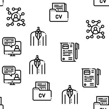 Job Hunting Seamless Pattern Vector Stock Illustration