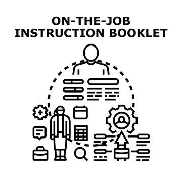 On the job instruction booklet concept vector illustration Stock Illustration