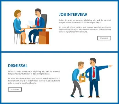 Job Interview and Dismissal Worker, Vector Poster Stock-Illustration