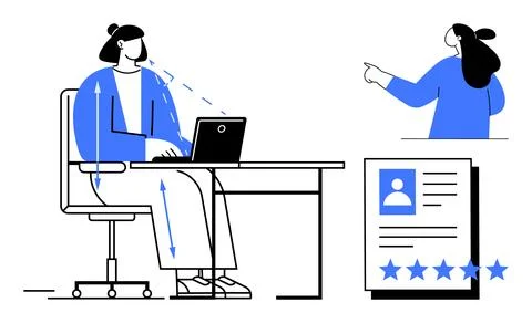 Job Interview and Online Application Process in Modern Workspace 库存插图