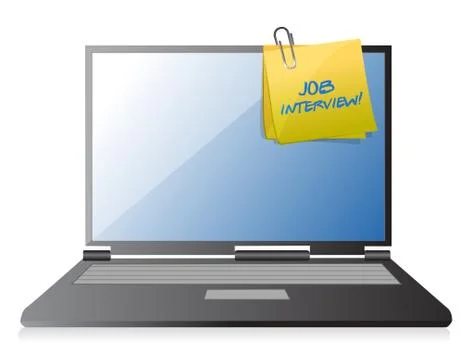 Job interview and post on laptop illustration design over a white background Illustrazione stock