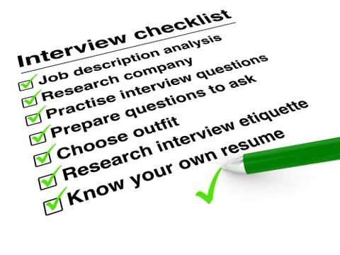 Job interview checklist Illustrazione stock