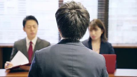 Job interview concept. Group of Asian businessperson talking in the office. Vidéo 164697242