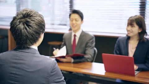 Job interview concept. Group of Asian businessperson talking in the office. Stock Footage 166497847
