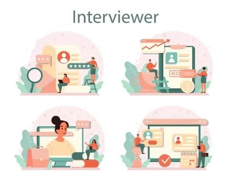 Job interview concept set. Idea of employment and hiring. Stock Illustration
