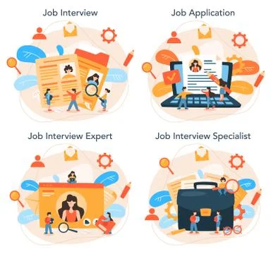 Job interview concept set. Idea of employment and hiring. Stock Illustration