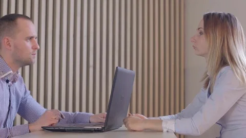 Job interview concept - two business people during recruitment 스톡 동영상 72983488