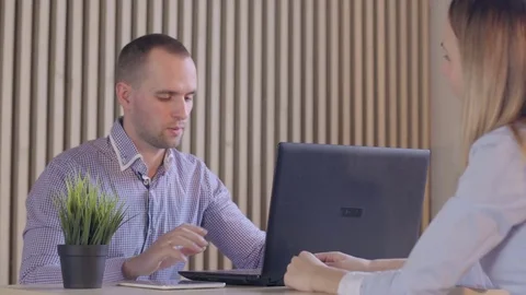Job interview concept - two business people during recruitment Stock Footage 72983669