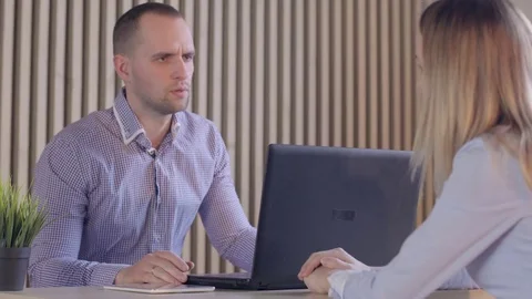 Job interview concept - two business people during recruitment 스톡 동영상 72983748