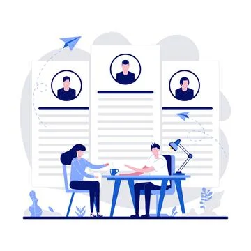 Job interview, employment process, choosing a candidate concept with tiny c.. Stock Illustration