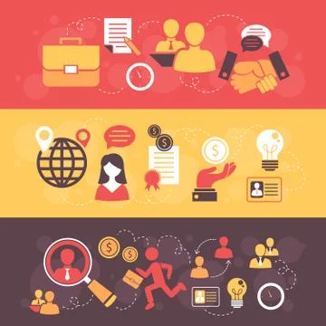 Job interview flat banner set Stock Illustration