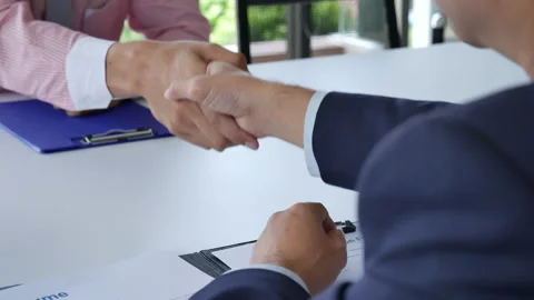Job Interview with headhunter agent and applicant Stock Footage 275001219