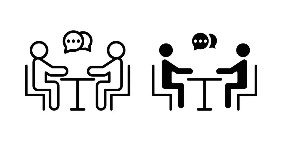 Job interview icon linear versions pack on white background 스톡 일러스트
