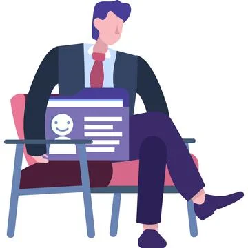 Job interview icon man wait in queue vector Illustrazione stock