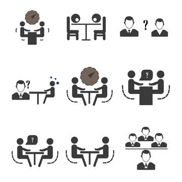 Job Interview Icon Set Stock Illustration