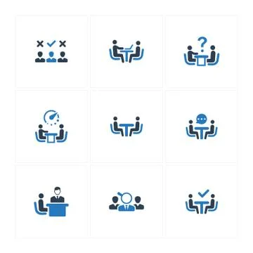 Job Interview Icons - Blue Version Stock Illustration