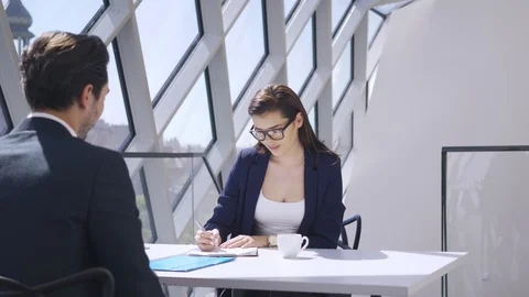 Job interview in modern office Stock Footage 89530067