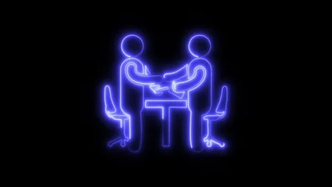 Job Interview Outline Icon in HD Video Neon Animation Vídeo Stock 304507933