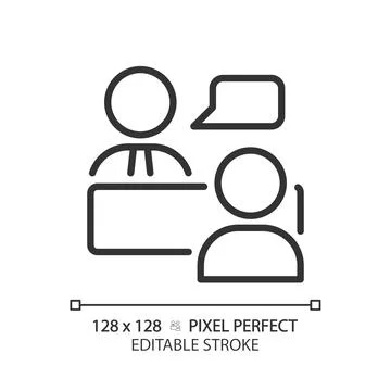 Job interview pixel perfect linear icon Stock Illustration