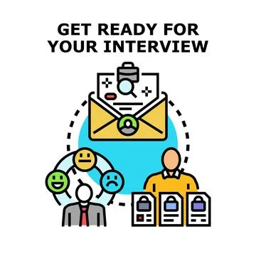 Job interview preparation concept with candidate and recruiter Stock Illustration