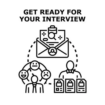 Job interview preparation concept with candidate and recruiter Stock Illustration
