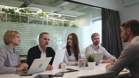 Job interview process is in office Stock Footage 334575511