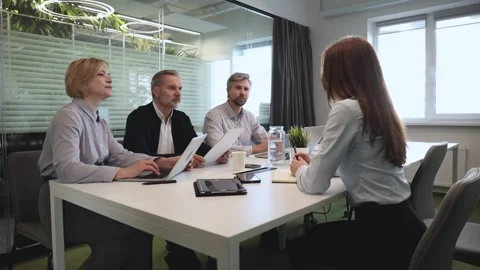 Job interview process is in office Stock Footage 334575529