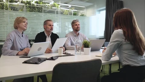 Job interview process is in office. Human resources Stock Footage 341856054