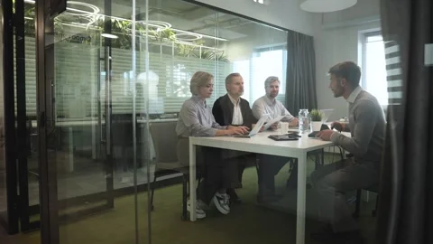 Job interview process is in office. Human resources, meeting Stock Footage 341856133