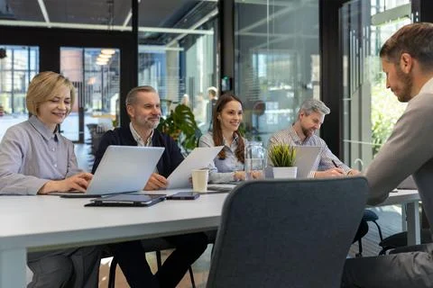 Job interview process is in office. Human resources, meeting and group of h.. Stock Photos