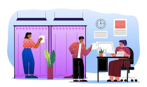 Job interview process in office setup. Vector illustration Stock Illustration